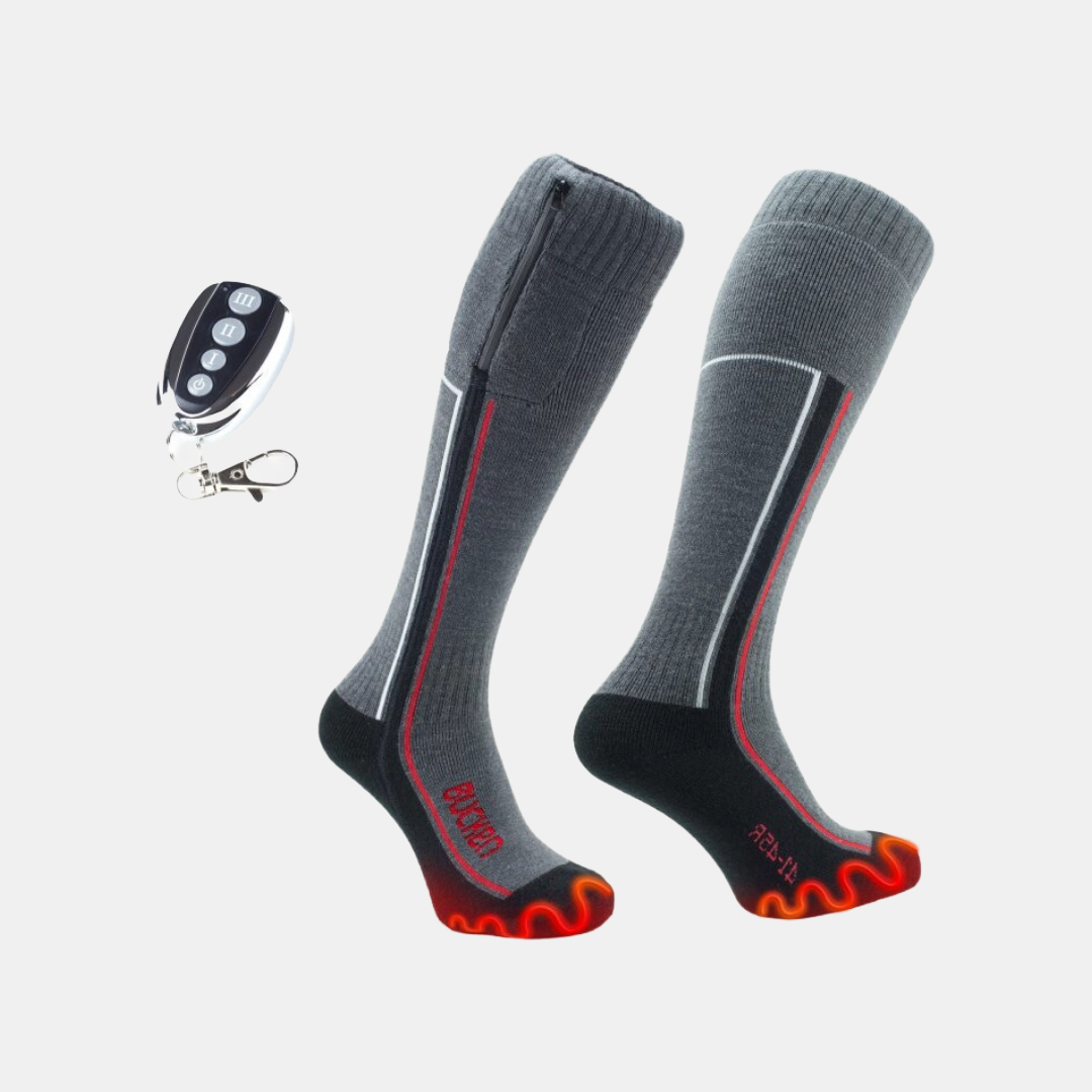 Bucken – Värmestrumpor med Merinoull, Fjärrkontroll, Batterier & USB-laddning