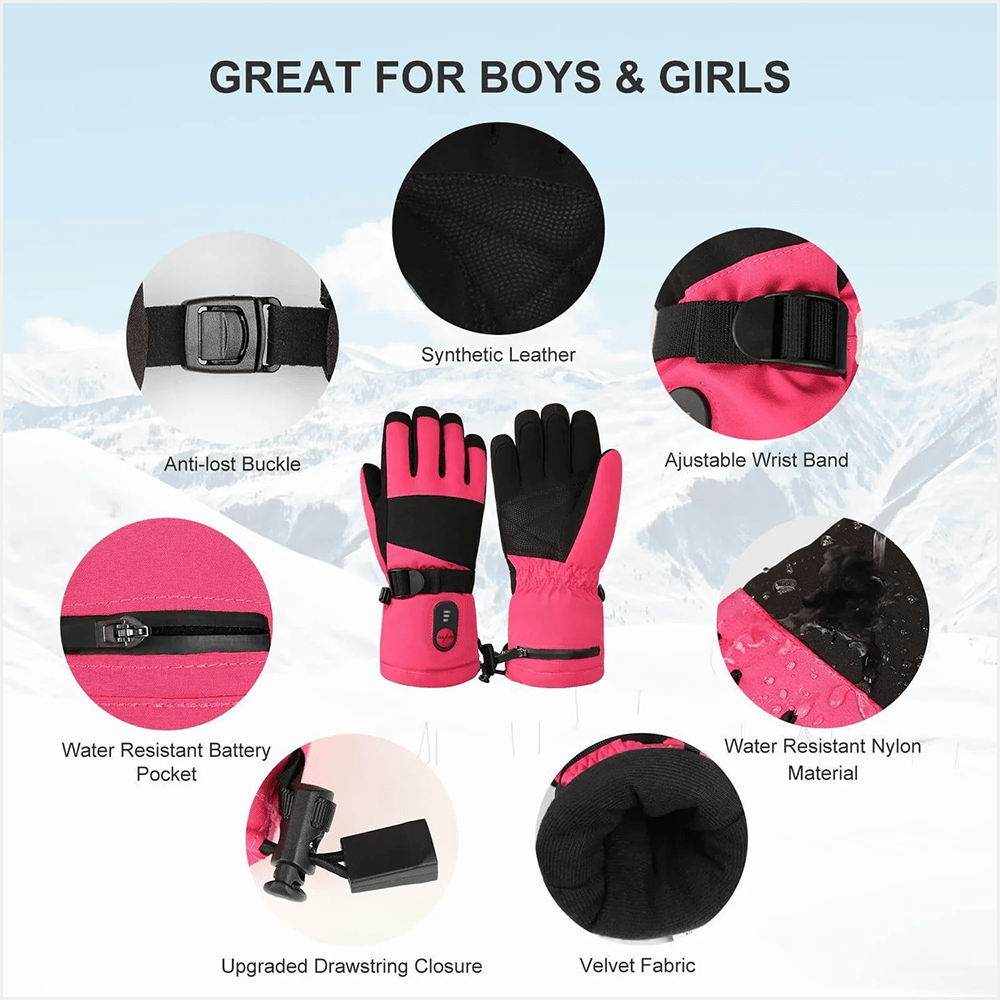 Savior Heat - Rosa Värmehandskar för Barn - Nordiq Heat