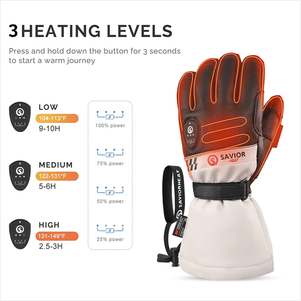 Savior Heat - Skidhandskar i Vattentätt Getskinn med Bluetooth