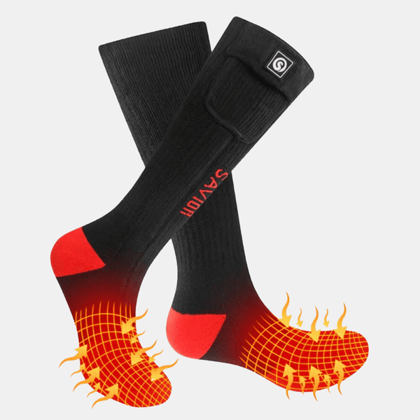 Savior Heat - Värmestrumpor Svart/Röd med Batteri